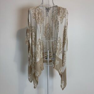 Chico’s cover up shawl wrap kimono rayon open front cream beige size S/M
